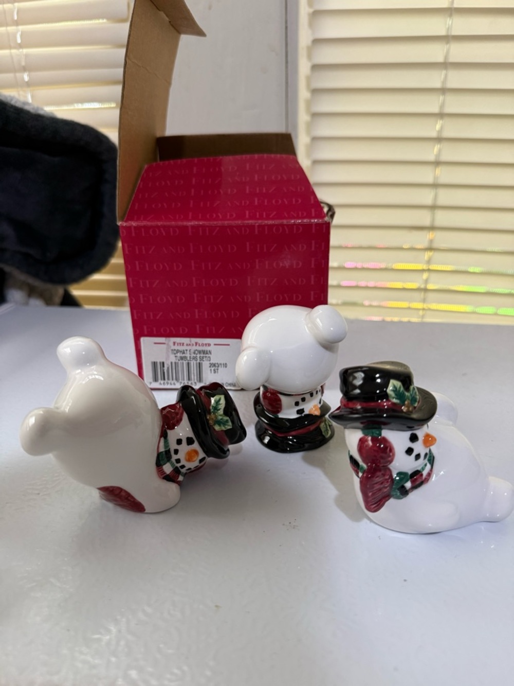 Fitz & Floyd Tophat Snowman Tumblers set of 3